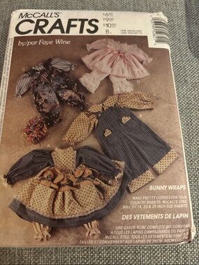 McCall's Crafts Bunny Wraps Sewing Pattern - Yellow & Blue